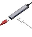AISENS Hub USB 3.1 USB-C, Tipo C M - 4x Tipo A H, Gris, 10 cm