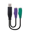 Nanocable CONVERSOR PS 2(TECLADO+RATON) A USB, TIPO 2xPS 2 H-A M, 15 CM