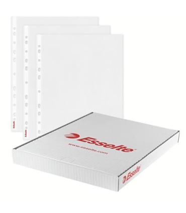 CAJA 100 FUNDAS POLIPROPILENO MULTITALADRO FORMATO A4 80 MICRAS 16 TALADROS TRANSPARENTE ESSELTE 46099