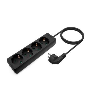 AISENS Base Multiple 4 Tomas Sin Interruptor Con Cable 3x1.5mm2, Negro, 1.4m