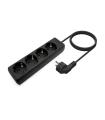 AISENS Base Multiple 4 Tomas Sin Interruptor Con Cable 3x1.5mm2, Negro, 1.4m