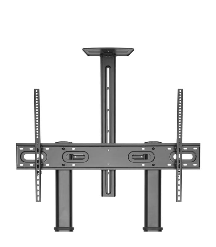 AISENS Soporte de Suelo ECO con Ruedas y Manivela, Bandeja para DVD y Soporte de Cámara para Monitor TV 100Kg de 60-100, Negro