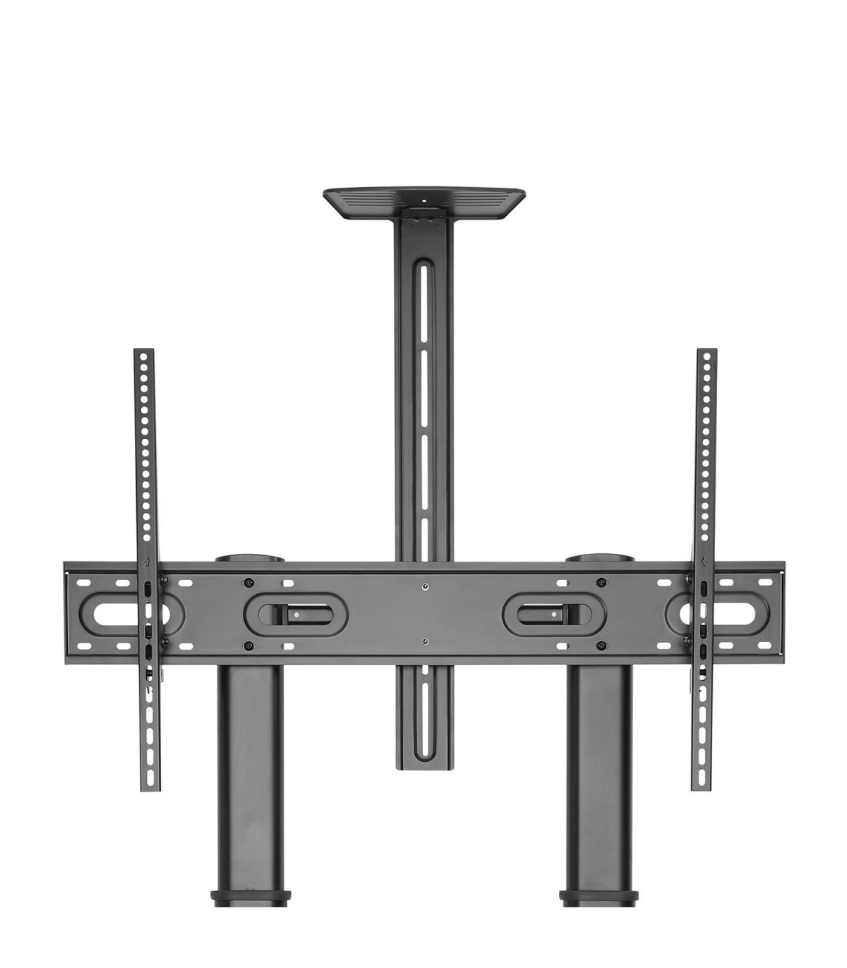 AISENS Soporte de Suelo ECO con Ruedas y Manivela, Bandeja para DVD y Soporte de Cámara para Monitor TV 100Kg de 60-100, Negro