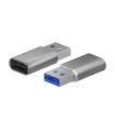 AISENS Mini Adaptador USB 3.2 Gen2   USB 2.0 3A, Tipo USB-C H-A M, Gris