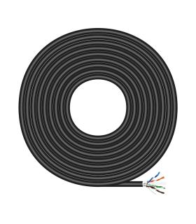 AISENS Cable de Red Exterior Impermeable RJ45 Cat.6 FTP Rigido AWG24, Negro, 305M