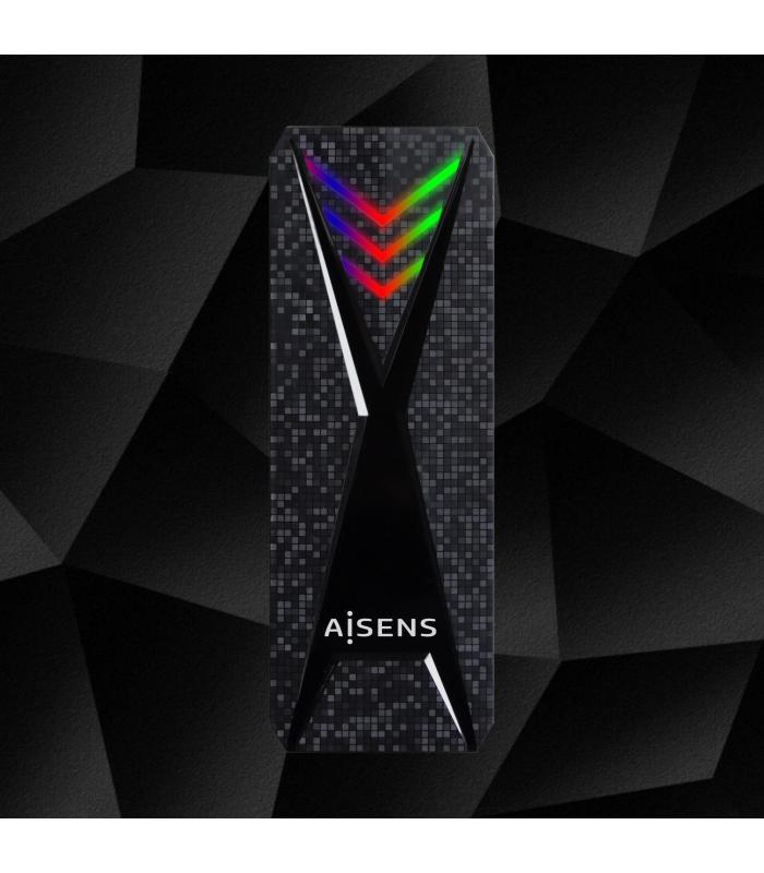 AISENS Caja Externa M.2 (NGFF) RGB Gaming ASM2-RGB013B NVMe a USB3.2 Gen2, Negra