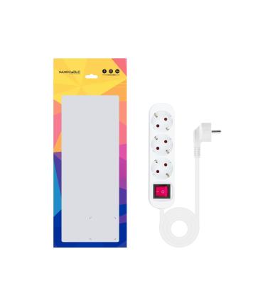 Nanocable Regleta de Enchufes con 3 Tomas con Interruptor, 1.4 m, Blanco