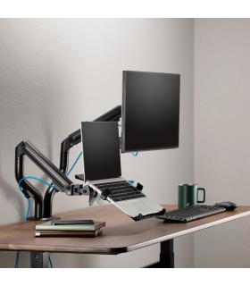 AISENS Soporte de Mesa Contrapeso Giratorio e Inclinable para Portatil y Monitor TV 8Kg de 17-32, Negro