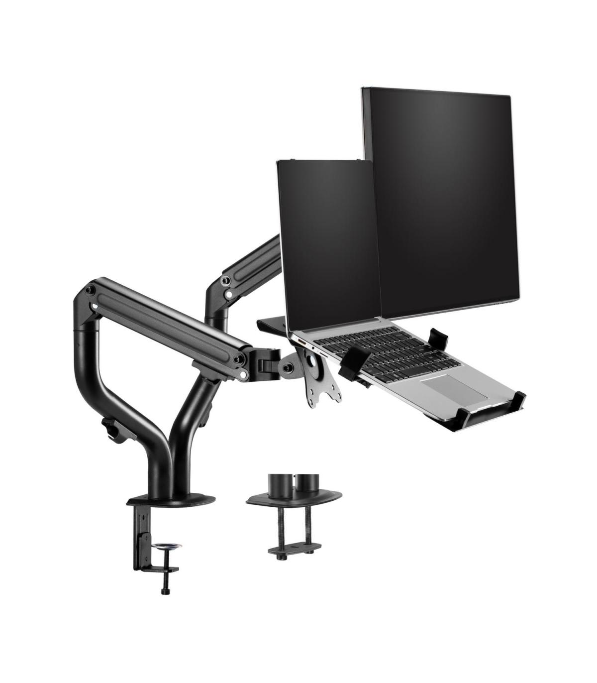 AISENS Soporte de Mesa Contrapeso Giratorio e Inclinable para Portatil y Monitor TV 8Kg de 17-32, Negro