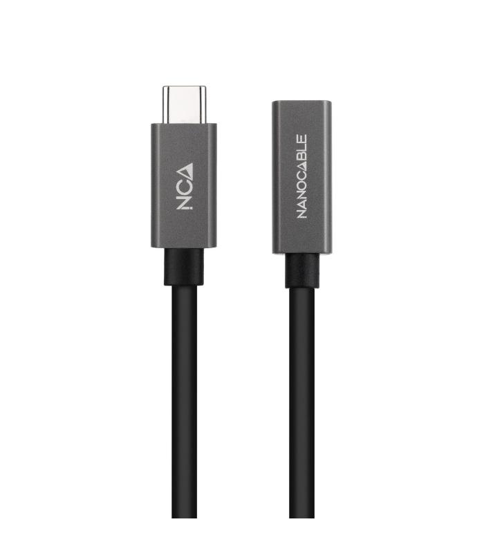 Nanocable Cable Prolongador USB-C 3.2 Gen2x2 20Gbps 3A, 4K 60Hz, USB-C M-USB-C H, Negro, 1 m