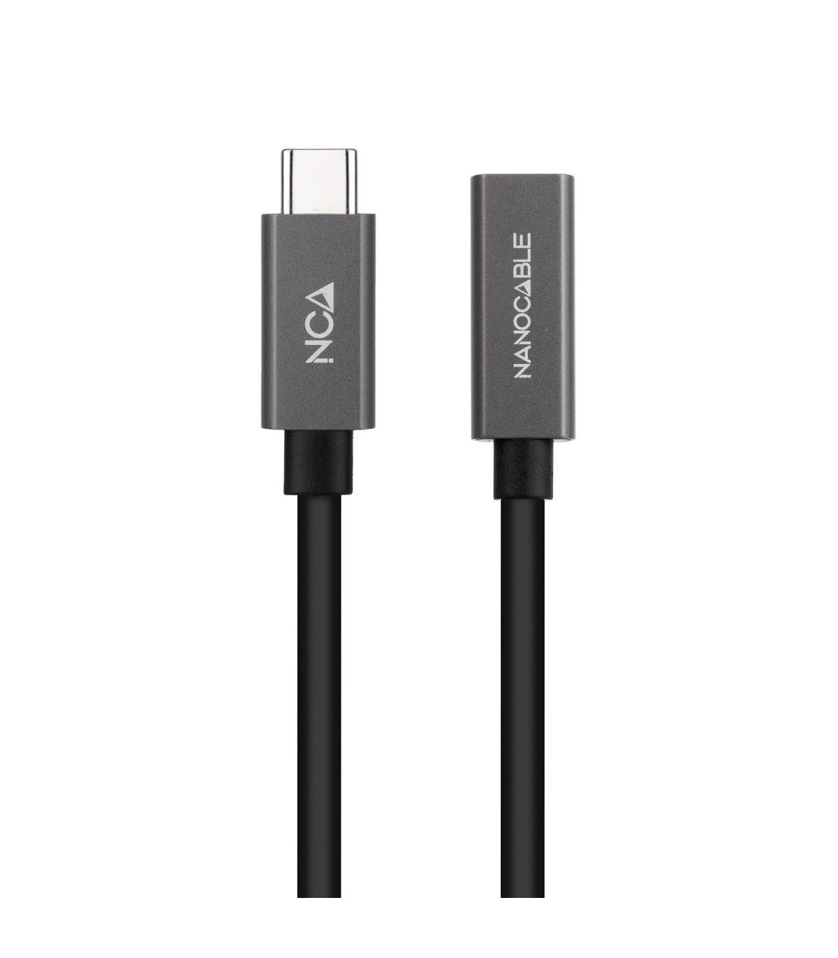 Nanocable Cable Prolongador USB-C 3.2 Gen2x2 20Gbps 3A, 4K 60Hz, USB-C M-USB-C H, Negro, 1 m