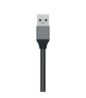 AISENS Hub USB3.0 Aluminio, Tipo A M - 4x Tipo A H, Negro, 10 cm