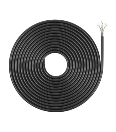 AISENS Cable de Red Exterior Impermeable RJ45 Cat.6 UTP Rígido CCA AWG23, Negro, 305M