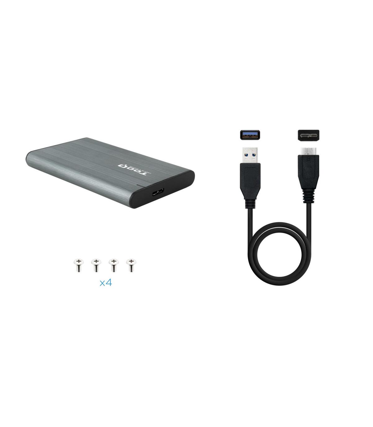 TooQ Caja Externa para Discos de 2,5” HDD SSD, Gris
