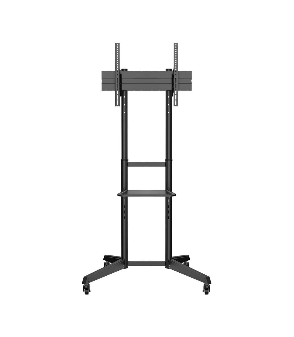 AISENS Soporte de Suelo ECO con Rueda, Bandeja para DVD para Monitor TV 50Kg de 37-70, Negro