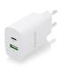 AISENS Cargador 20W, 1xUSB-C PD3.0, 1xUSB-A QC3.0, Blanco