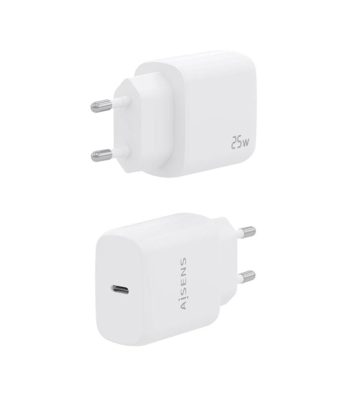 AISENS Cargador USB-C PD3.0 1 Puerto 1xUSB-C 25W, Blanco