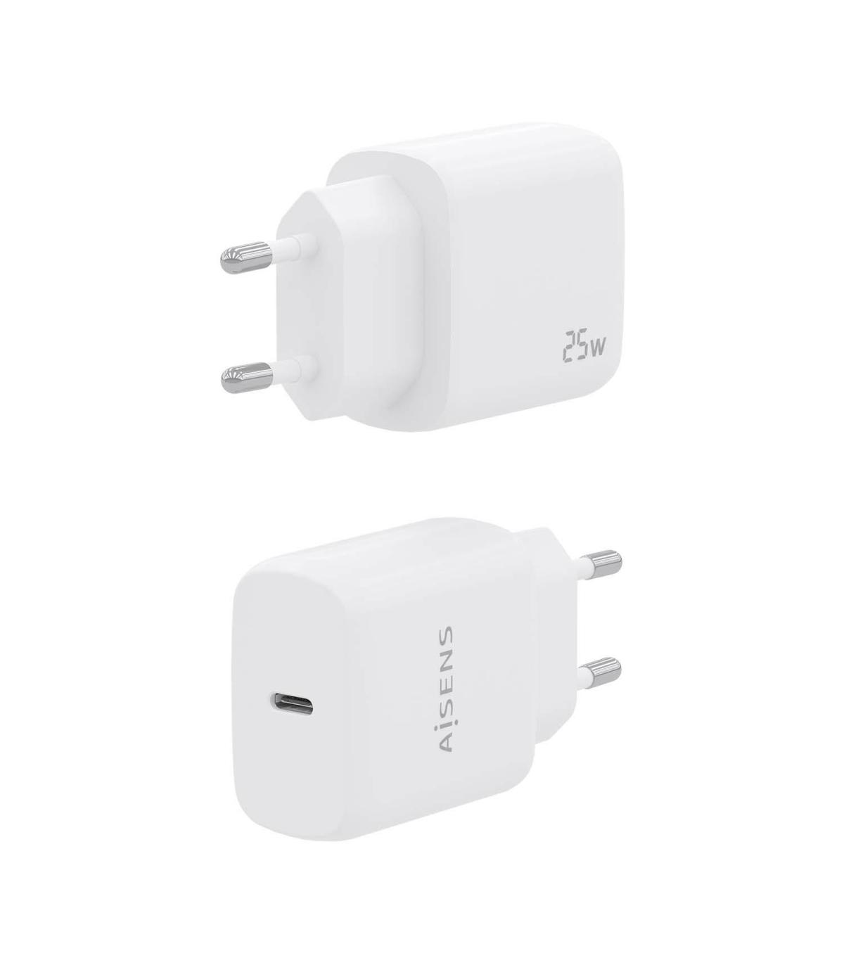 AISENS Cargador USB-C PD3.0 1 Puerto 1xUSB-C 25W, Blanco