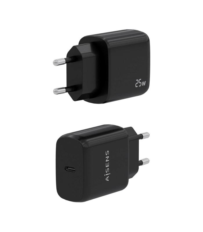 AISENS Cargador USB-C PD3.0 1 Puerto 1xUSB-C 25W, Negro
