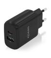 AISENS Cargador 25W, 1xUSB-C PD3.0, 1xUSB-A QC3.0, Negro