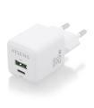 AISENS Cargador GaN 20W, 1xUSB-C PD3.0 QC4.0, 1xUSB-A QC3.0, Blanco