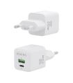 AISENS Cargador GaN 20W, 1xUSB-C PD3.0 QC4.0, 1xUSB-A QC3.0, Blanco