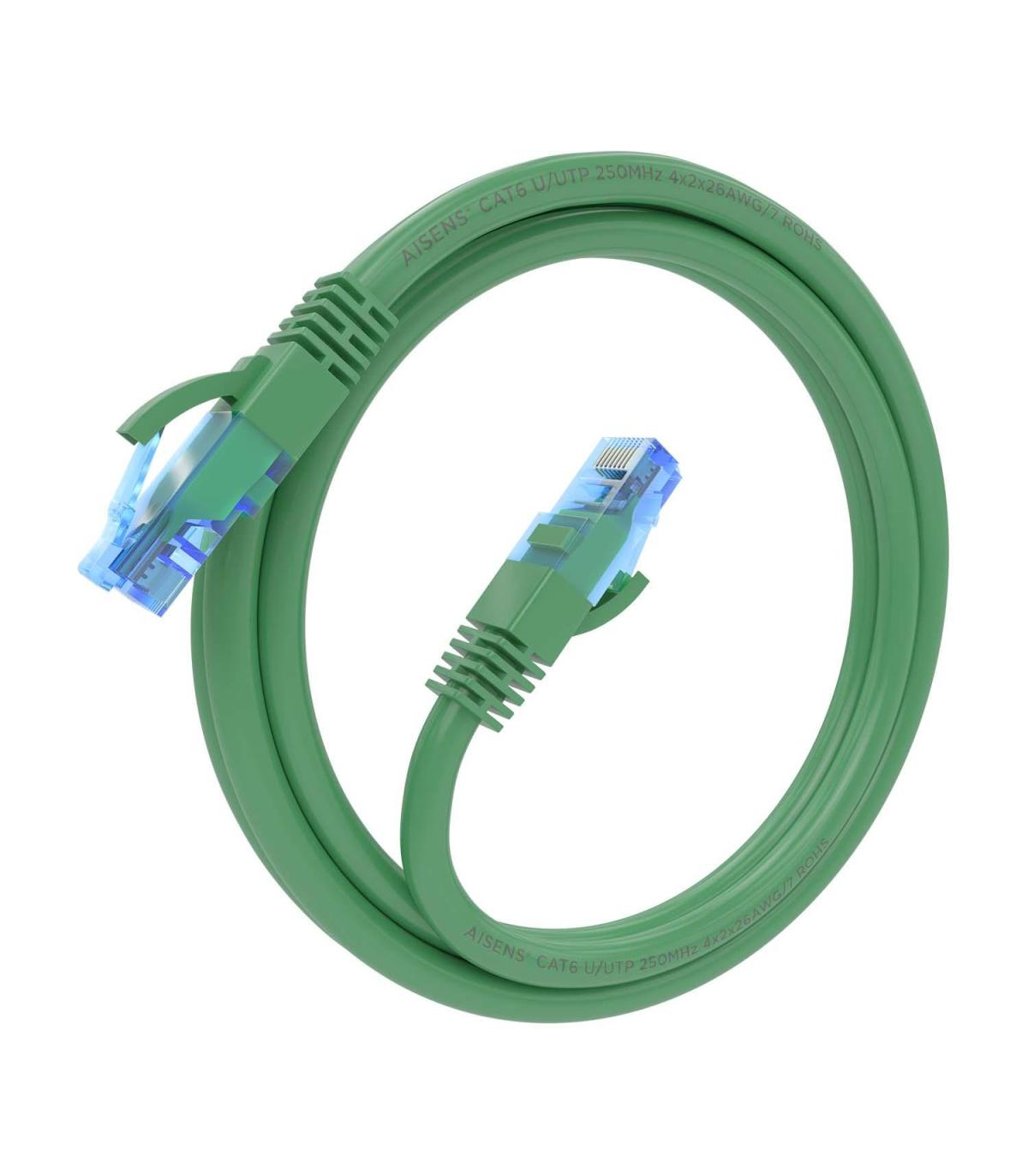 AISENS Cable De Red Latiguillo RJ45 Cat.6 UTP AWG26 CCA, Verde, 1.5 m