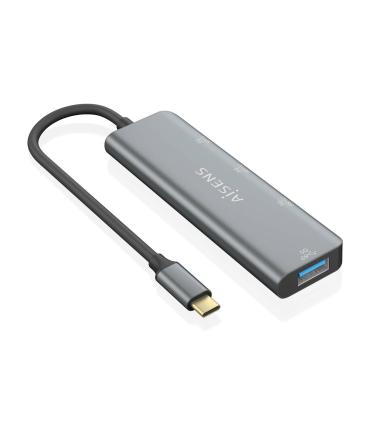 AISENS Hub USB 3.2 Gen1 5G USB-C, USB-C M-1xUSB-C H-3xUSB-A H, Gris, 15 cm
