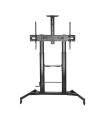 AISENS Soporte de Suelo ECO con Ruedas y Manivela, Bandeja para DVD y Soporte de Cámara para Monitor TV 100Kg de 60-100, Negro