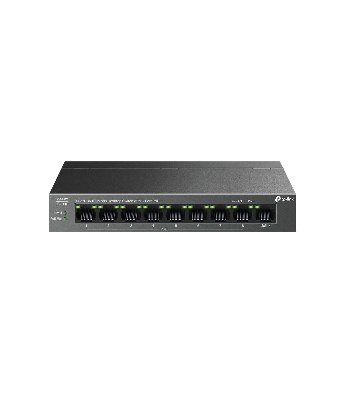 TP-Link LiteWave LS109P switch No administrado Fast Ethernet (10 100) Energía sobre Ethernet (PoE) Negro