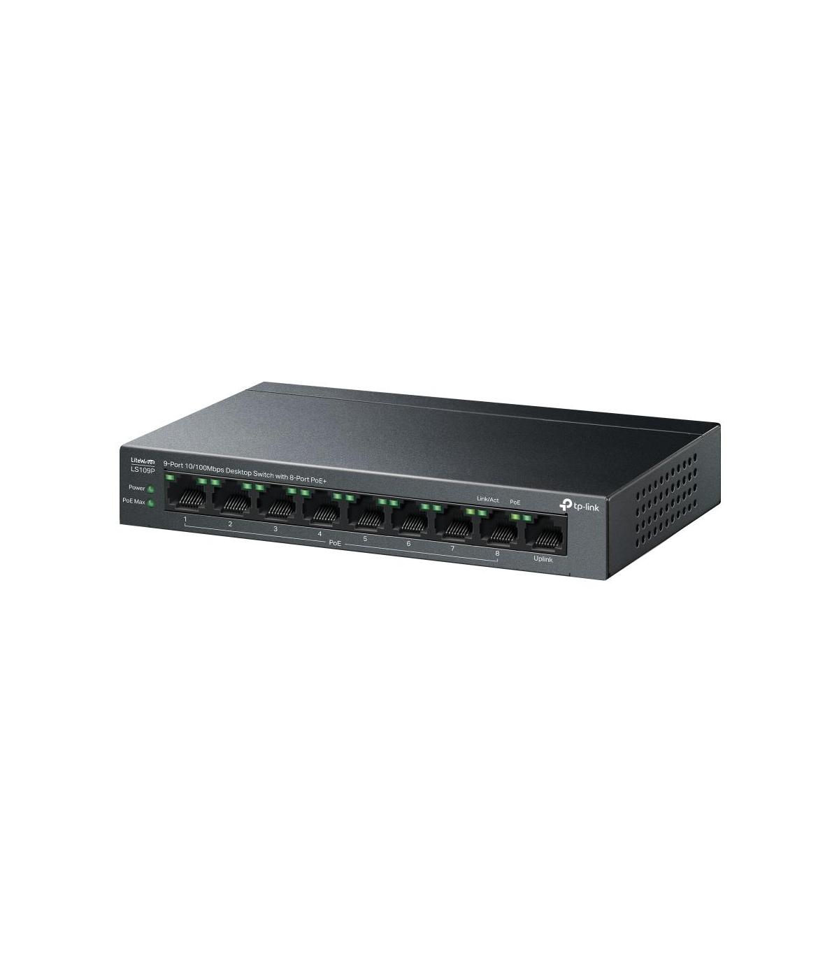 TP-Link LiteWave LS109P switch No administrado Fast Ethernet (10 100) Energía sobre Ethernet (PoE) Negro