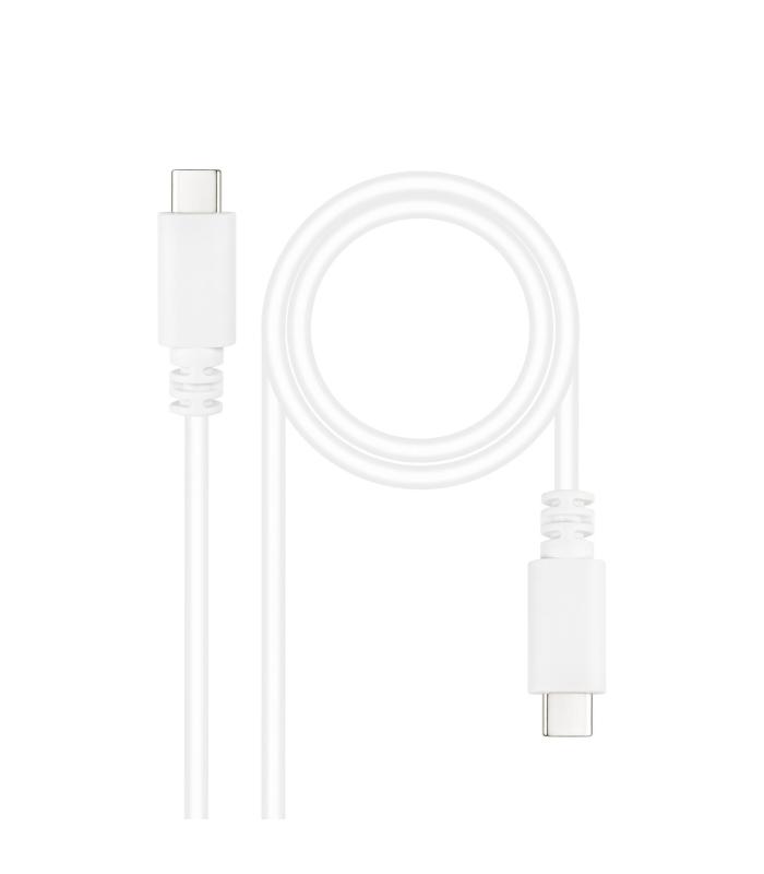 Nanocable Cable USB 2.0 3A, tipo USB-C M-USB-C M, Blanco, 1 m
