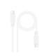 Nanocable Cable USB 2.0 3A, tipo USB-C M-USB-C M, Blanco, 1 m