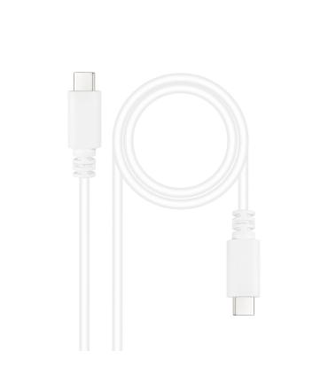 Nanocable Cable USB 2.0 3A, tipo USB-C M-USB-C M, Blanco, 1 m