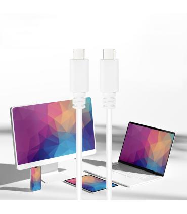 Nanocable Cable USB 2.0 3A, tipo USB-C M-USB-C M, Blanco, 1 m