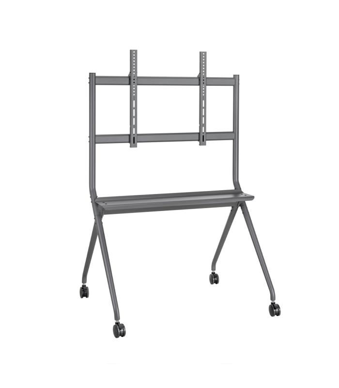 AISENS Soporte De Suelo Pro Con Rueda, 1 Bandeja Para Pantalla Interactiva TV 120kg De 50-86, Negro