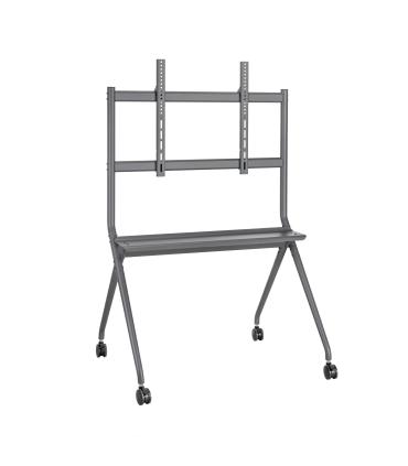AISENS Soporte De Suelo Pro Con Rueda, 1 Bandeja Para Pantalla Interactiva TV 120kg De 50-86, Negro