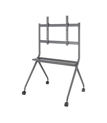 AISENS Soporte De Suelo Pro Con Rueda, 1 Bandeja Para Pantalla Interactiva TV 120kg De 50-86, Negro