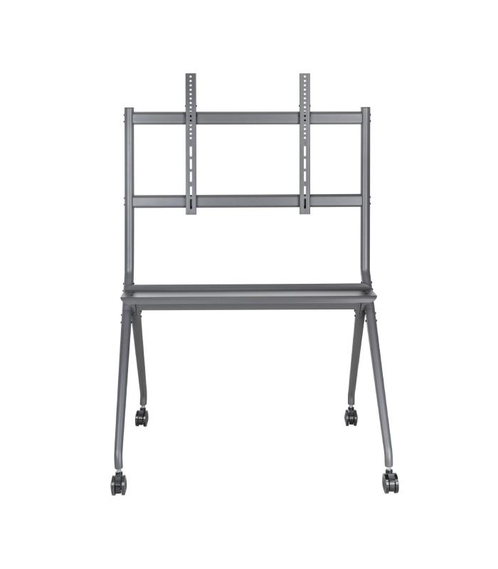 AISENS Soporte De Suelo Pro Con Rueda, 1 Bandeja Para Pantalla Interactiva TV 120kg De 50-86, Negro