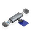 AISENS Lector de Tarjetas SD, Micro SD, MMC, RS-MMC, MMC Micro, USB-A y USB-C, Gris