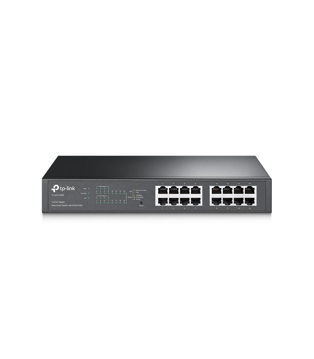 TP-Link TL-SG1016PE Gestionado L2 Gigabit Ethernet (10 100 1000) Energía sobre Ethernet (PoE) 1U Negro