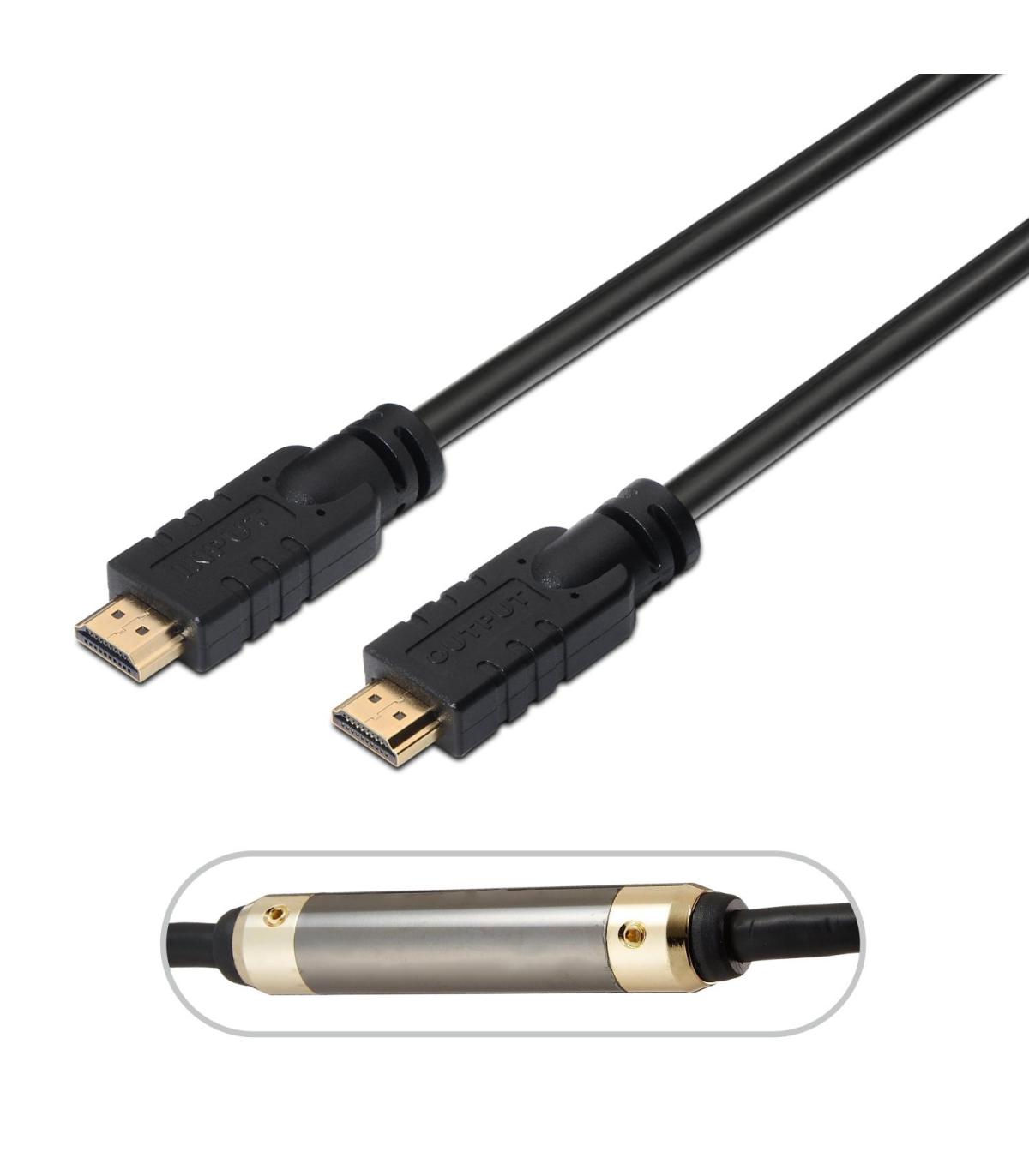 AISENS Cable HDMI V2.0 Premium alta velocidad   HEC 4k@60Hz 18Gbps con repetidor, A M-A M, Negro, 25 m