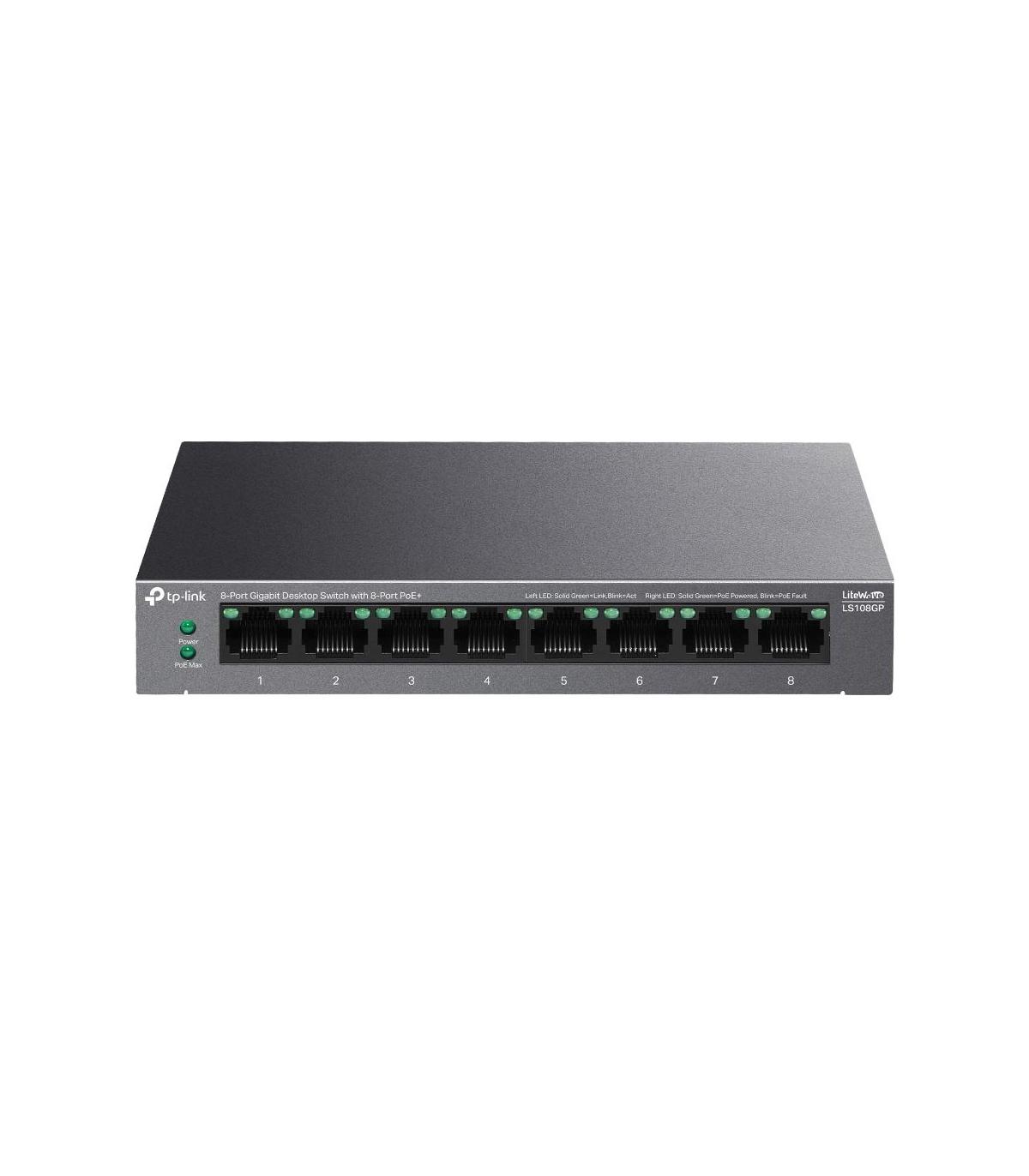 TP-Link LiteWave LS108GP switch No administrado Gigabit Ethernet (10 100 1000) Energía sobre Ethernet (PoE) Negro