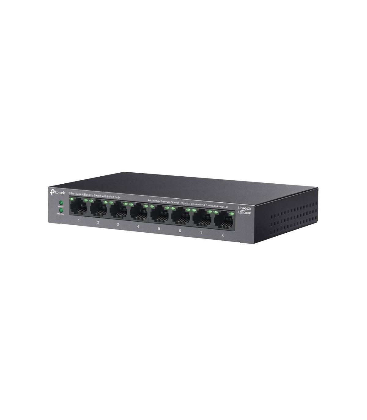 TP-Link LiteWave LS108GP switch No administrado Gigabit Ethernet (10 100 1000) Energía sobre Ethernet (PoE) Negro