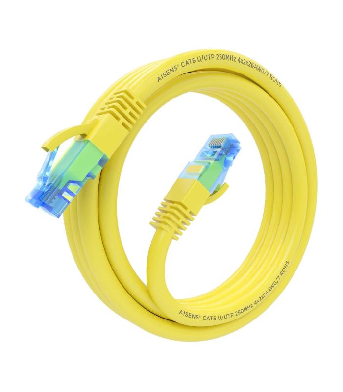 AISENS Cable De Red Latiguillo RJ45 Cat.6 UTP AWG26 CCA, Amarillo, 3.0 m