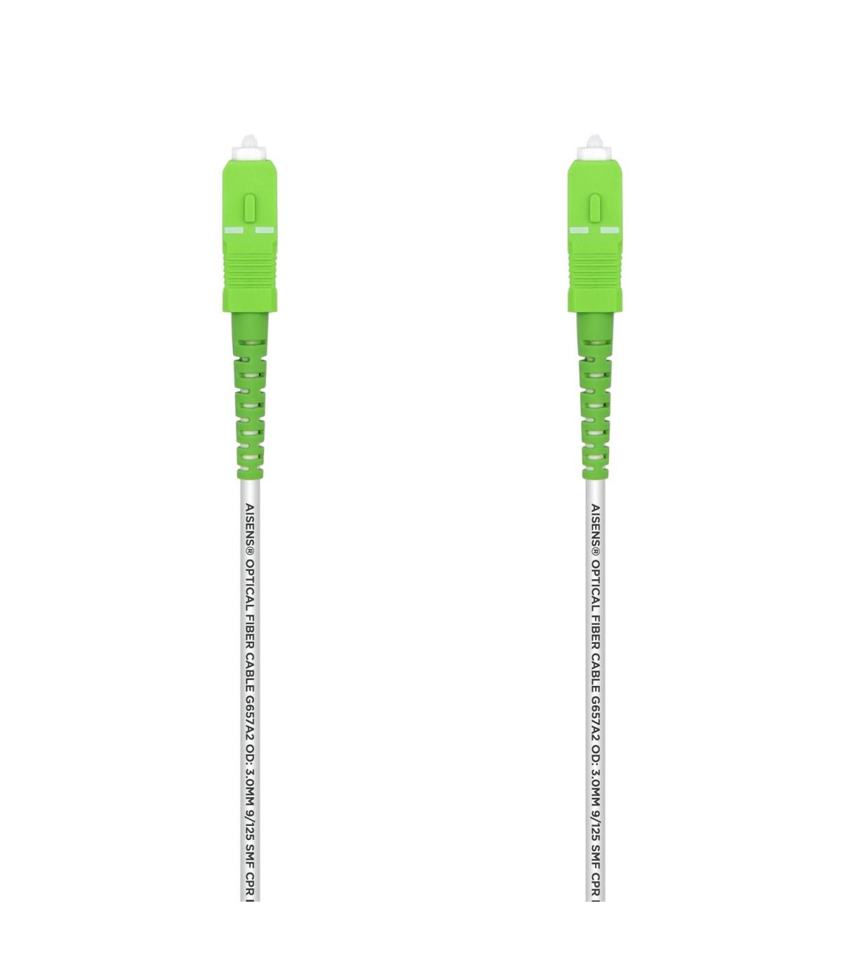 AISENS Cable Fibra Óptica Latiguillo G657A2 3.0 9 125 SMF Simplex CPR DCA LSZH, SC APC-SC APC, Blanco, 20 m