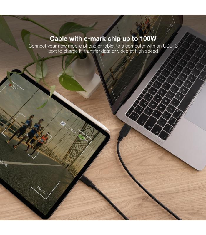 Nanocable Cable USB 2.0 3A, tipo USB-C M-A M, Negro, 1.5 m