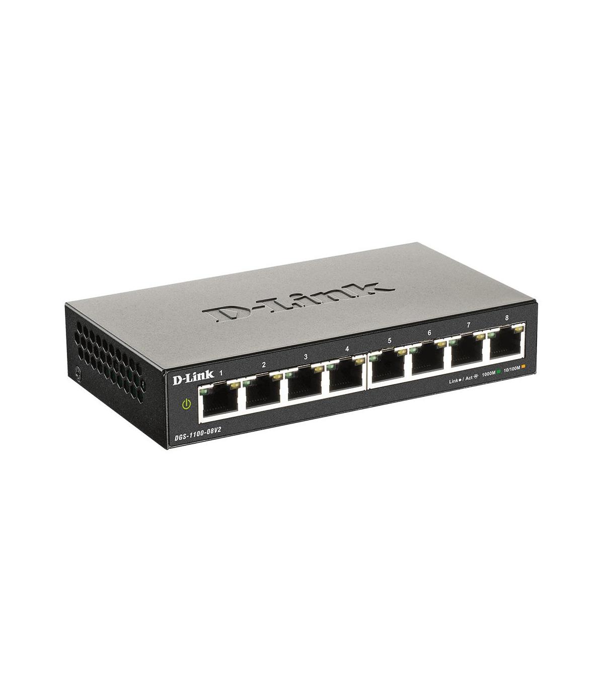 D-Link DGS-1100-08V2 Gestionado L2 Gigabit Ethernet (10 100 1000) Negro