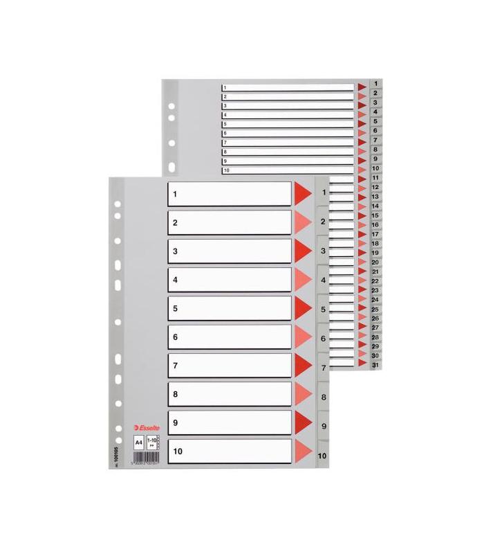 SEPARADOR ALFABETICO POLIPROPILENO MULTITALADRO A-Z FORMATO A4 COLOR GRIS ESSELTE 100112