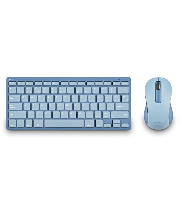 NGS Fantasy Pack Teclado Compacto Silencioso + Raton Silencioso 1600dpi 5 Botones - Conexion 2,4GHz, BT1 Y BT2 - Color Azul